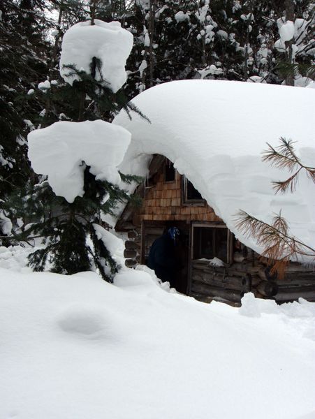 Bill locking up the Cabin.