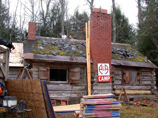 Shingles remaining on the main cabin roof.