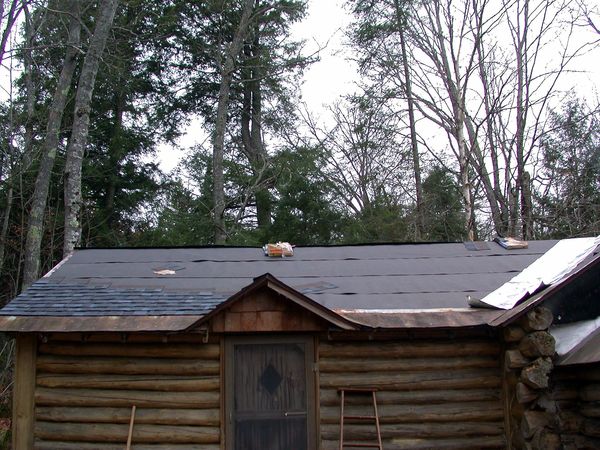 Beginning of shingles on the other side of the bunk room.