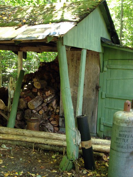 Wood shed in bad shape.
