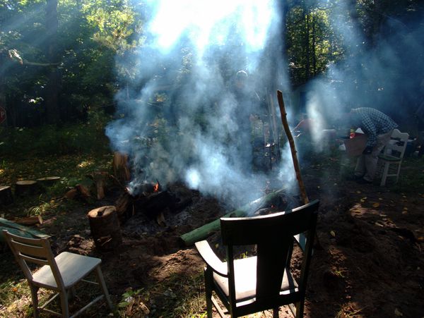 Stump burning.