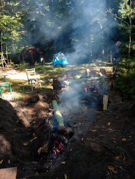 Stump burning.