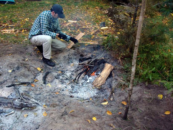 Getting the stump burning for another day.