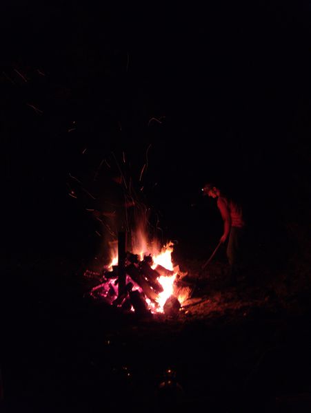 Burning the stump.