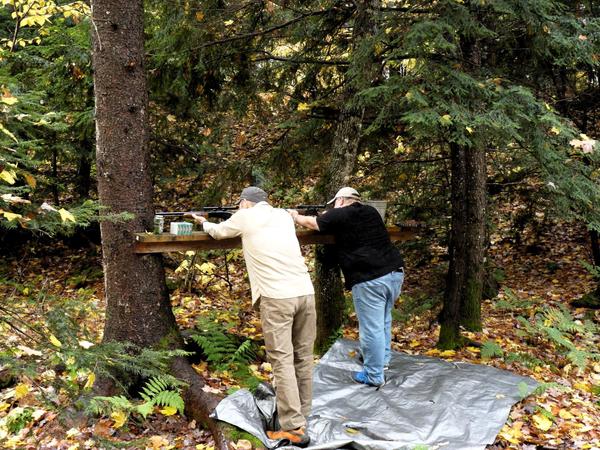 Brian and Jon shooting near the Cabin.