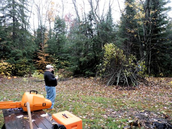 Jon overseeing the fire he wanted built.