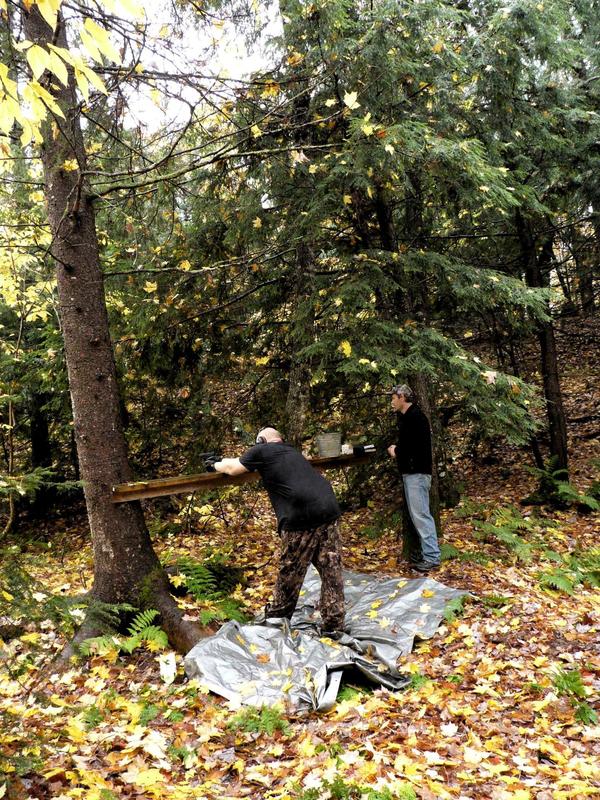 Ted and Gary shooting at the range near the Cabin.