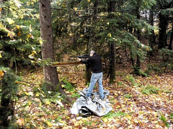 Gary shooting his AR 15 at the range near the Cabin.