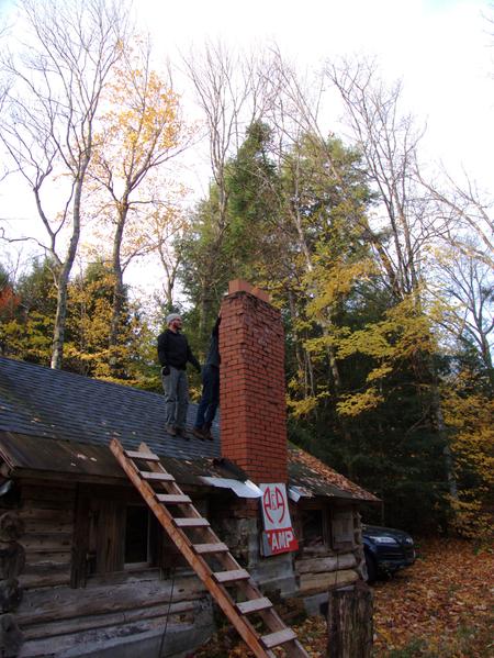 Preparing to take down the chimney.