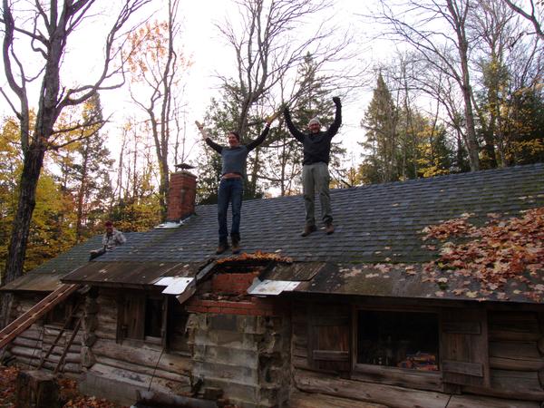 Ed and Andy celebrating their victory over the chimney.