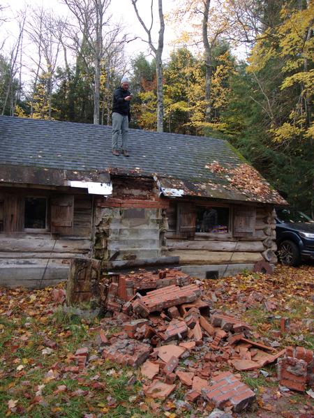 Another view of the downed chimney.