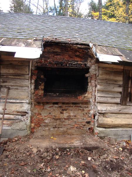 The outer part of the chimney removed.