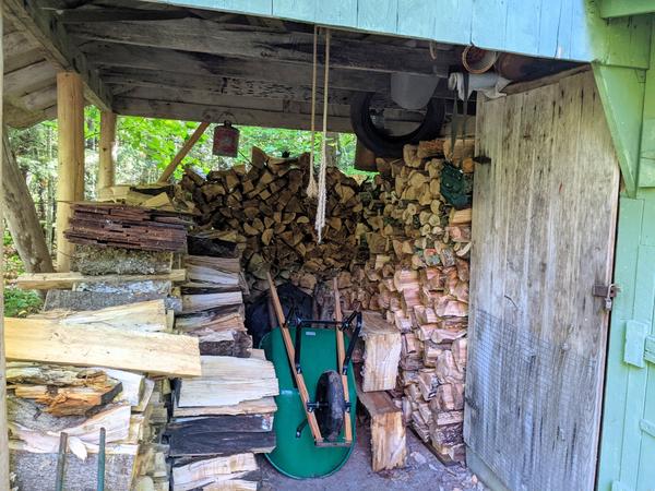 The restocked woodshed.