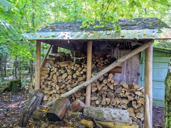 The restocked woodshed.