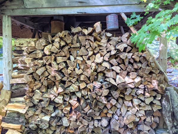 The restocked woodshed.