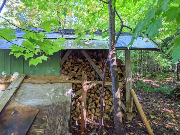 The restocked woodshed.