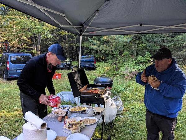 Breakfast in the outside kitchen.