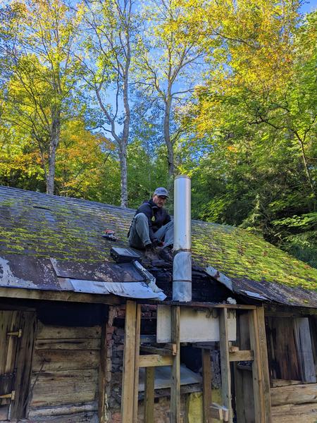 Taking down the chimney.