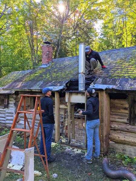 Taking down the chimney.