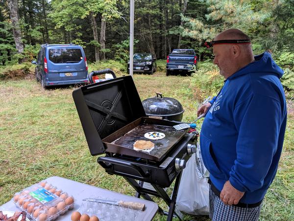 Pancakes in the outside kitchen.