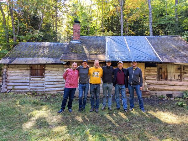 Jim, Ed, Bill, Mikey, Craig, and Andy in front of the Cabin.