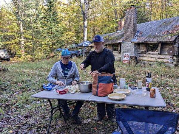 Ed and Jon preparing the filling for some apple pies.