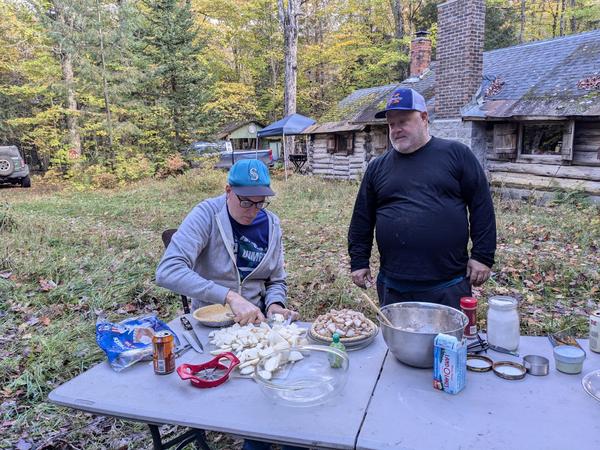 Ed and Jon putting together the apple pies.