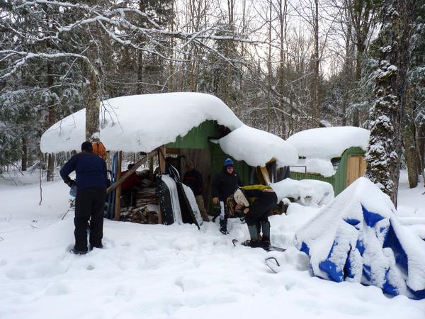 Getting ready for snowshoeing.