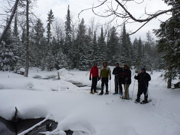 Snowshoeing near a branch of the Sucker river.