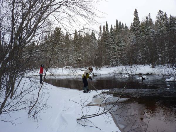 Ed and Bill snowshoeing near the Sucker river.