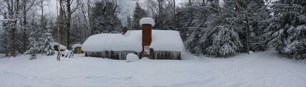 Panorama of the Cabin after two days.