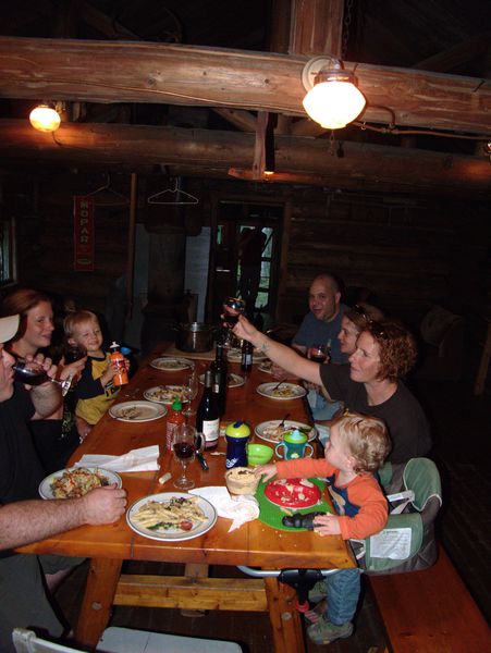 Dinner at the cabin.