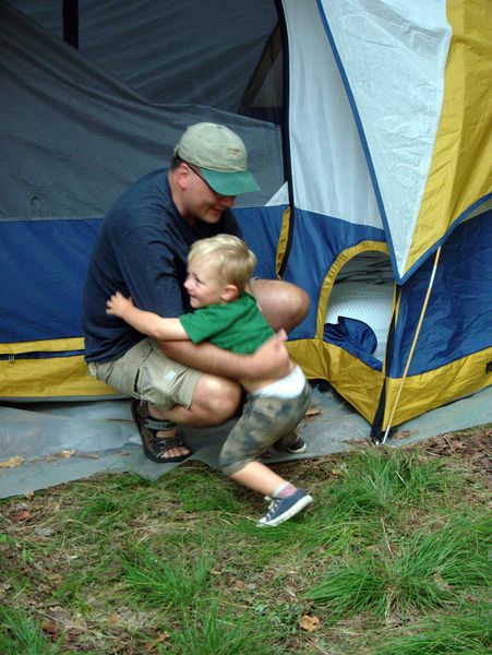 Frankie excited to be out of the tent.