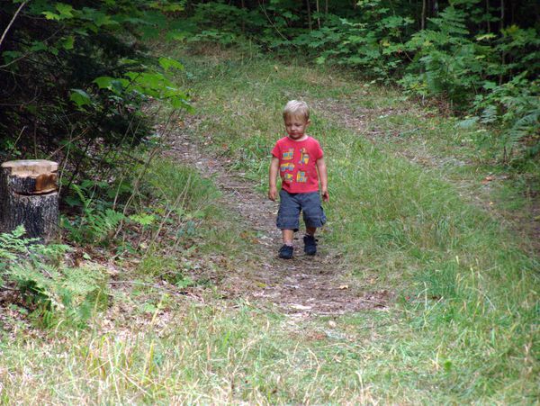 Frankie returning to the Cabin.