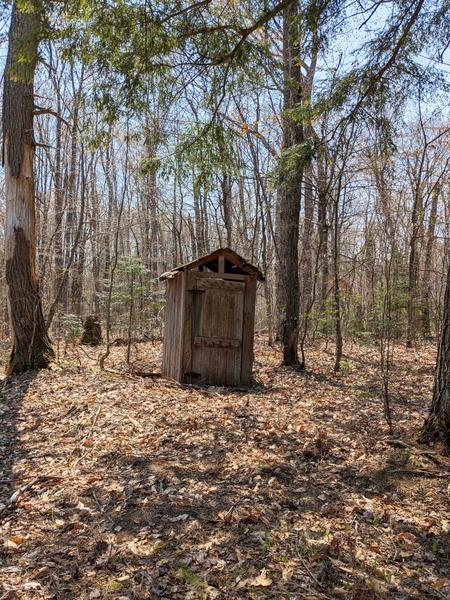The cabin is gone but the outhouse remains at a site along Newton Lake.